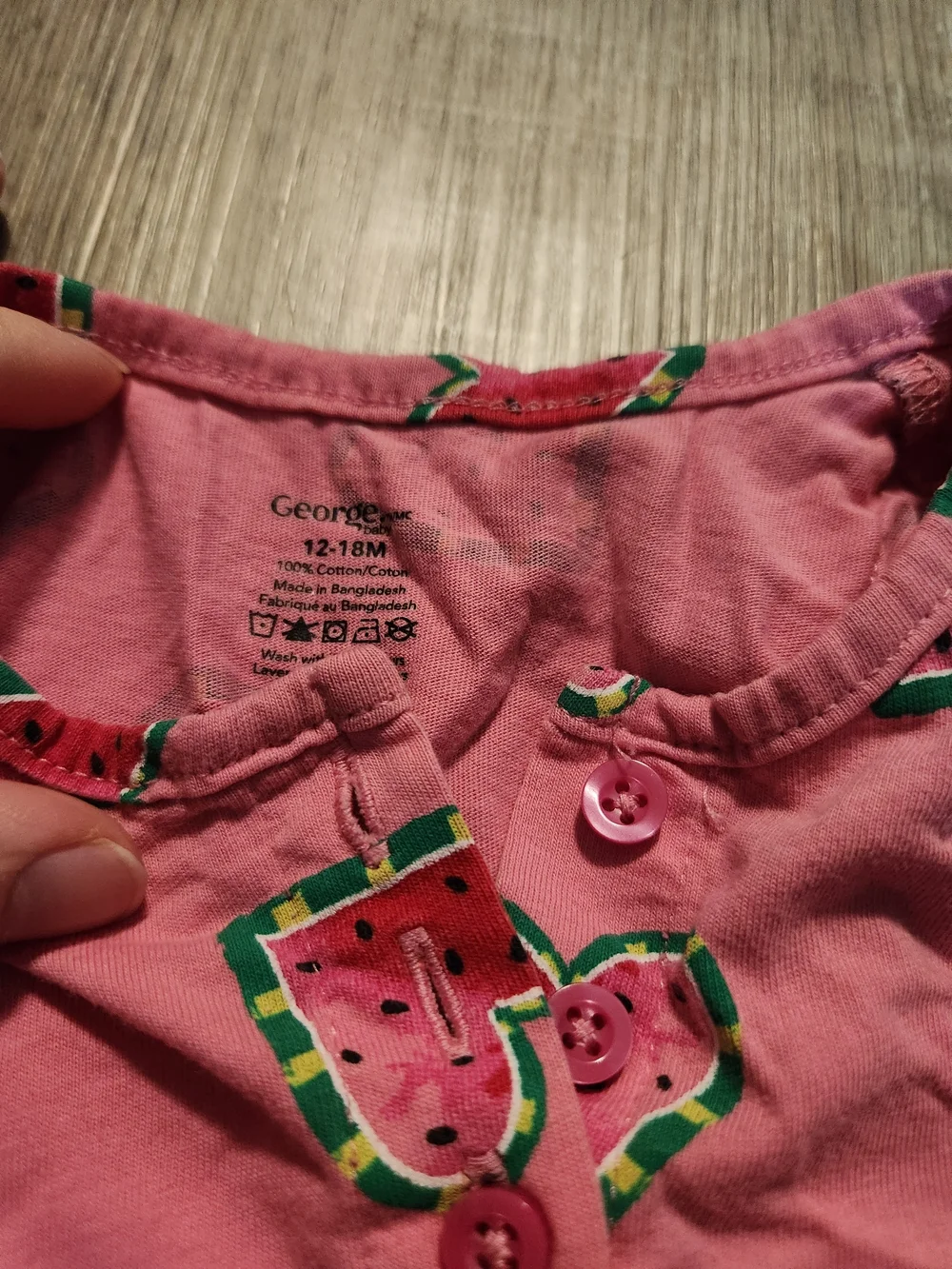 George Pink Watermelon Print Baby Onesie - Picture 2 of 6